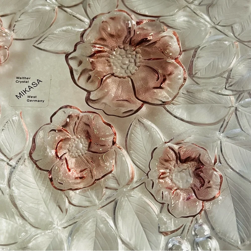 Mikasa Rosella Round Pink Floral Handled Cake Plate or Platter